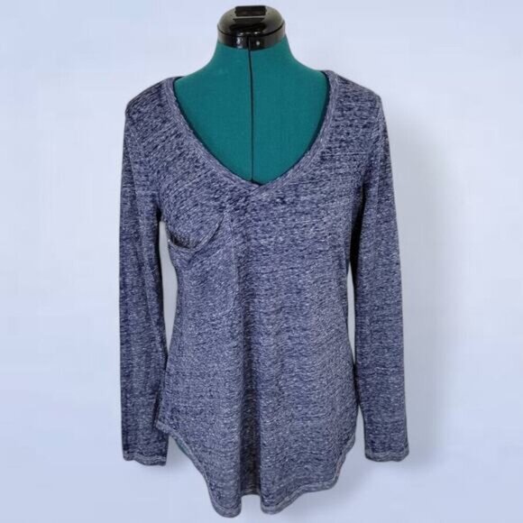 Z Supply Dark Steel Blue Heather Long Sleeve Tee - Size Small - Picture 1 of 7